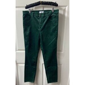 NWT Loft Corduroy Pants Womens 31/12 Straight Leg Velour Christmas Green